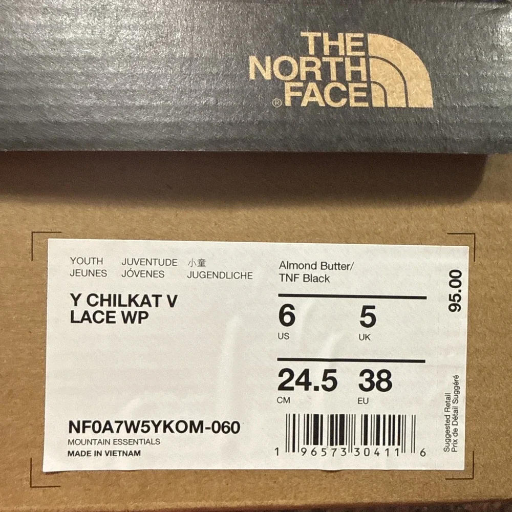 The North Face Kids Chilkat Lace V Waterproof Boot Almond Tan Black Size 6